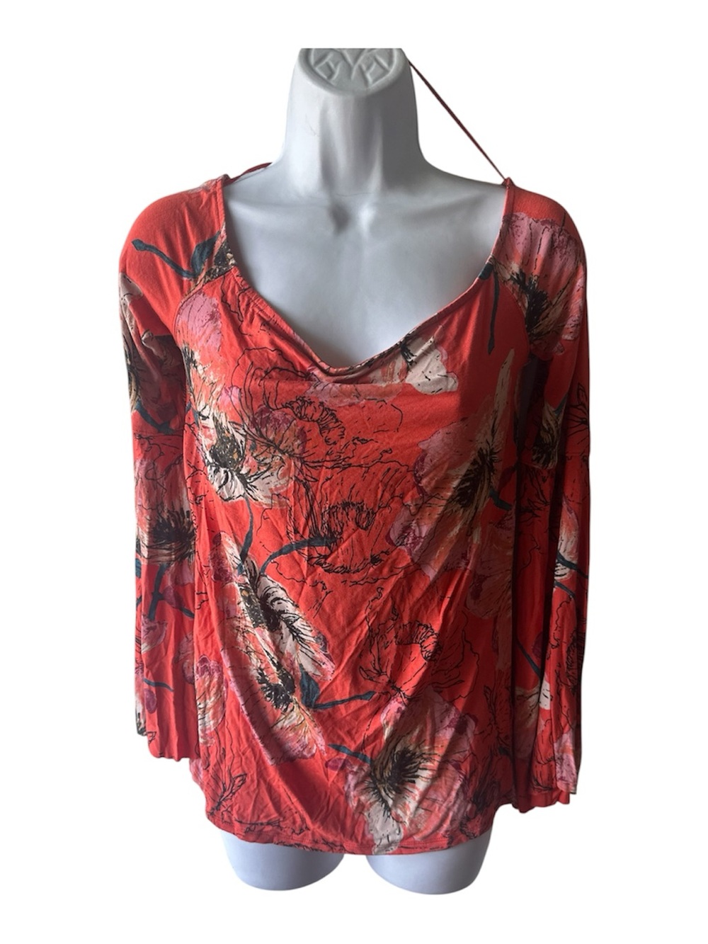 We The Free Birds of Paradise Floral Bell Sleeve Top Off Shoulder Size M
